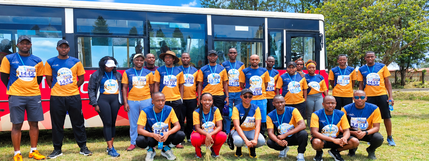 Team Simba gathered in front of the Simba bus before the walk